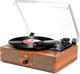 Vinyl Record Player Turntable with Built-in Speakers and USB Belt-Driven Vintage Phonograph Record Player 3 Speed for Entertainment and Home Decoration (Brown)