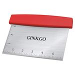 GINKGO Stainless Steel Bench Scraper, 6 inch Multi-Function Kitchen Scraper Can Be Used as Pastry Cake Dough Pizza Food Cutters' Tool, Red