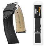 Alpine Cordura Fabric 22mm Watch Band - Quick Release Replacement Watch Bands - Water Resistant Back Lining Leather Strap-Watch Bands for Women & Men-Compatible with Regular & Smart Watch Bands-Black