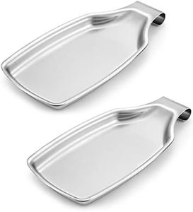 Herogo Stainless Steel Spoon Rest Set of 2 for Kitchen Stove Top, Large Cooking Utensil Spatula Ladle Holder with Square Bottom, Accessories for Kitchen Countertop, Heavy Duty, Dishwasher Safe