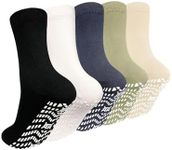Artfasion No Slip Grip Socks: Non Skid Grippy Socks for Men Women Anti Slip with Grippers for Seniors Pregnant Hospital Yoga Pilates 5 Pairs Size 7-10