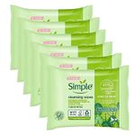 Simple Kind to Skin - Facial Wipes for sensitive skin with Glycerin, Vitamin E,and Vitamin B5 -25 pc pack of 6