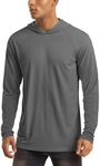 MAGCOMSEN Mens Long Sleeve Hoodie Sun Shirts UV Protection with Hooded Quick Dry Athletic Workout Shirts Dark Grey