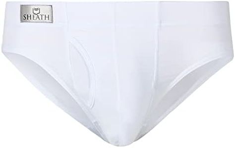 SHEATH Men's Modal Euro-Cut Briefs- White, S 28-30" | Dual Pouch, Athletic Fit
