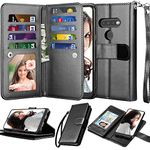 NJJEX Compatible with LG K51 Case/LG Q51 / LG Reflect/LG K51 Wallet Case, [9 Card Slots] PU Leather ID Credit Card Holder Folio Flip [Detachable] Kickstand Magnetic Phone Cover & Lanyard [Black]