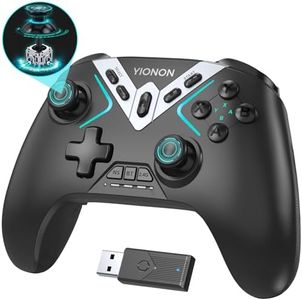 Dual Hall Effect PC Controller-Enhanced Wireless Bluetooth Controller with Hall Joysticks & Triggers & Joystick Speed Down for PC Windows/iPhone/Android/Switch/Steam/TV (With USB Dongle & Phone Clip)