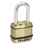 MASTER LOCK Heavy Duty Padlock, Security Level 8/10, Outdoor, Keyed, Laminated Steel / Brass Finish, Weatherproof, Medium Shackle