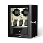 DUKWIN Watch Winder for 2/4/6/8 Automatic Watches,Lockable Watch Winders with Watch and Jewelry Storages, Super Quiet Mabuchi Motor with High-Gloss Piano Lacquer Finish,Built-in Illumination