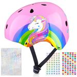 Unicorn Castle Kids Bike Helmet Toddler Helmet Age 3-8 Years Adjustable Skateboard Helmet for Girls Boys Cycling Skateboard Inline Skating Scooter,Pink