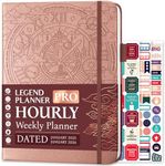 Legend Hourly Schedule Planner PRO Dated Jan 2025-Jan 2026 – Deluxe Weekly & Daily Organizer with Time Slots. Appointment Book Journal for Work & Time Management, A4 Hardcover, Rose Gold