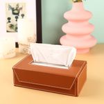 Birch & Co. Tissue Box Holder-Tissue Holder-Car Tissue Box Holder-Tissue Dispenser For Bathroom-Leather Tissue Box Cover For Home-Napkin Box-Sturdy Tissue Leather Box,Easy Tissue Placement,Tan