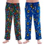 Keanu Pack of 2 Lounge Pants - Official Licensed Designs - Supersoft Fleece Pyjama Trouser Bottoms Night Wear (Bat Man Pack - XL)