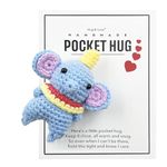 Artisanal Finished Crochet Pocket Hug Token, Squeeze Plush Doll, Stress Relief Gift, Greeting (Circus Elephant)