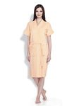 Sanddune Women Bathrobe | Terry Cotton Shower Gown | Half Sleeve Knee Length Ladies Bath Robes | Pocket with Waist belt Girls Bathrobes | Peach Bathrobe - Large Size