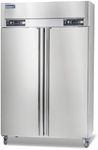 ICECASA 48" W Commercial Refrigerators and Freezer Combo Reach-in 36 Cu.ft 2 Solid Door Stainless Steel Refrigerators and Freezer Combo Fan Cooling for Restuarant, Bar, Shop, etc