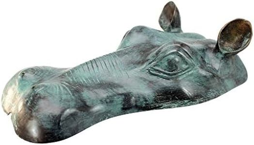 Spitting Hippo Head Solid Bronze Garden Statue