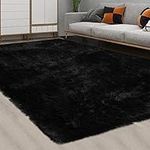 CAROMIO Shag Fluffy Area Rug Modern Indoor Plush 8' x 10' Extra Soft and Comfy Shaggy Carpet for Bedroom Living Room Girls Kids Nursery, Black