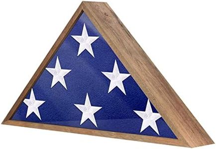 Robhomily Rustic Flag Case,Solid Wood Military Memorial Flag Display Case for 9.5 x 5 American Veteran Burial Flag ,Rustic Brown Shadow Box for Folded Flag and Medal