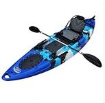 BKC UH-RA220 11.5 Foot Angler Sit On Top Fishing Kayak with Paddles and Upright Chair and Rudder System Included (Blue CAMO)