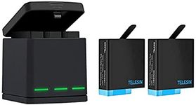 TELESIN Triple Charger Battery Storage Box Suit, 3-Channel Battery Charger Charging Box with 2 Rechargeable Lithium-ion Batteries Replacement Battery Pack for GoPro Hero 8 Hero 7 Hero 6 Hero 5 Black