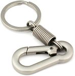 Maycom Retro Style Simple Strong Carabiner Shape Keychain Key Chain Ring Keyring Keyfob Key Holder (Matte Silver)