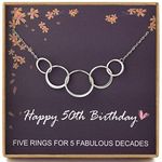 MADAOGO 50th Birthday Gifts for Women, 925 Sterling Silver 5 Circle Necklace, 50th Birthday Necklace, Presents for 50-Year-Old Women