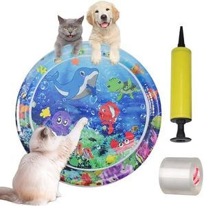 HItianya Wassermatte für Katzen mit Spiel und Kühlfunktion - Wasserspielzeug und Kühlmatte mit Inflator und Reparaturset (D)