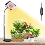 LORDEM Plant Grow Light, Full Spectrum Plant Light for Indoor Plants, LED Desk Growing Lamp with Auto on/Off Timer 4H/8H/12H, 6 Dimmable Brightness, Height Adjustable15-30.4"