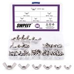 90Pcs 304 Stainless Steel Serrated Metric Wing Nuts Butterfly Nuts Hex Dome Cap Assortment Kit, 6 Sizes - M3 M4 M5 M6 M8 M10