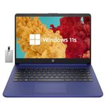 HP Stream 14" HD BrightView Laptop, Intel Celeron N4000, 16GB RAM, 64GB SSD, Intel HD Graphics, 720p Webcam, 1 Year Office 365, Blue, Win 11, 128GB Hotface USB Card