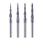 SpeTool 4Pcs Spiral End Mill Ball Nose R0.25~1.0 Tip 4mm Shank Tapered TiAlN Coated 2-Flute Milling Cutter Solid Carbide CNC Router Bit Set for 2D and 3D Engraving Carving Woodworking