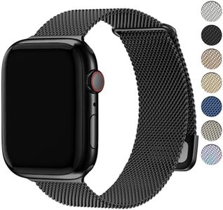 Fullmosa Compatible with Apple Watch Band 49mm 46mm 45mm 44mm 42mm Women Men, Stainless Steel Milanese Loop Replacement Strap for iWatch Bands Ultra 2/1 Series 10 9 8 7 6 5 4 3 2 1 SE, Black