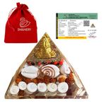 Swanery Laxmi Yantra Pyramid Original Large Orgonite Lakshmi Pyramid with Shri Yantra, Gomti Chakra, Rudraksha, Chirmi & Kaudi Shells for, Money, Wealth, Good Luck, Success, Prosperity