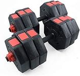 DlandHome Dumbbells Anti Rolling Fitness Dumbbells 66 Pounds Adjustable Dumbbells (Pair), Iron Sand Mixture Octagonal Designed, Red & Black