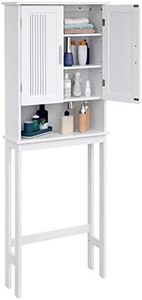 VASAGLE Bathroom Space Saver Cabinet, Over-The-Toilet Storage Unit, 4-Tier Adjustable Shelf Organizer, Adjustable Bottom Bar, White UBBC10WT