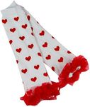 Valentine's Day Baby Red Ruffles Hearts White Leg Warmers