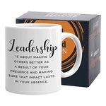 Bubble Hugs Inspirational Coffee Mug 11 oz, Leadership Is About Making Others Better Motivational Appreciation Gift for Supervisor Team Leader Mentor, White