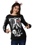 For G and PL Halloween Womens Cute Comfy Top Maternity Skeleton Funny Party Pregnancy Shirt Skeleton Baby S