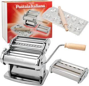 Imperia Italian Pasta Maker Gift Set – Silver, Machine with Ravioli Mold, Roller & Cutter