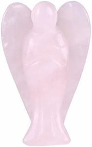 QANYEGN Rose Quartz Angel Figurine, Crystal Guardian Angel Statue, Angel Desktop Stone Statue for Home, Office Decoration Guardian Gifts