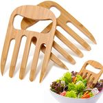 2 Pieces Bamboo Salad Hands,Salad Servers Bamboo Serving Hands Latest Gripper Design Salad Claws Set for Serving Salad, Pasta, Fruit on Your Kitchen Counter, 6 Inches (Wood Color) (Wood Color)