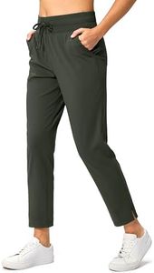 Soothfeel Women's Pants with 4 Pockets 7/8 Stretch High Waisted Sweatpants Travel Athletic Work Golf Pants for Women(Olive Green, XX-Large)