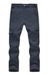 YSENTO Men's Winter Fleece Skiing Snow Pants Waterproof Windproof Softshell Insulated Hiking Cargo Pants Grey Size 32
