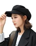 Idopy Women's Retro Peaked Ivy Newsboy Paperboy Baker Boy Beanie Gatsby Cabbie Painter Cap Hats Black