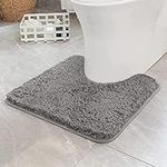 MIULEE Microfiber Toilet Bath Mat U-Shaped Contour Shaggy Bathroom Rugs Non Slip Extra Thick Soft Bath Rug Absorbent Water for Bathroom Commode Machine Washable 20x20 Inch Grey