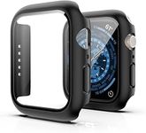 Compatible Apple Watch 45mm Case, 2 Pack Hard PC Case with Tempered Glass Screen Protector for Apple Watch 8/7, iWatch Protective Cover 45mm - Black