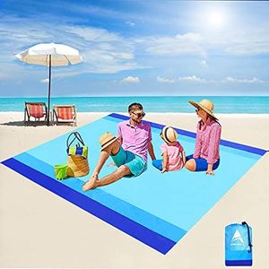 Beach Blanket, Beach Mat Outdoor Picnic Blanket Compact for 4-7 Persons Water Proof and Quick Drying Beach Mat Mady by Premium Nylon Pocket Picnic Sheet for Outdoor Travel ( 78" X 81")