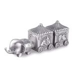 Feyarl First Curl and First Tooth Keepsake Box Elephant Train Kids Engraved Souvenir Box Birthday Shower Gift