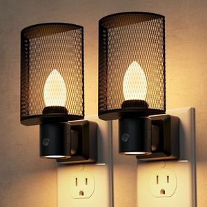 L LOHAS LED Night Light, 2 Pack Night Lights Plug into Wall, 3000K Warm White, Farmhouse Plug in Light with Dusk to Dawn Sensor, for Bedroom, Bathroom, Kitchen, Hallway
