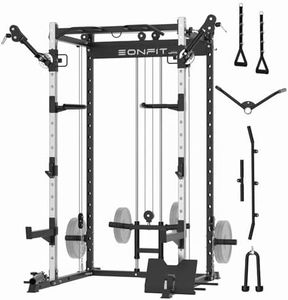 EonfitOmni Power Cage, 1200 LBS Multi-Functional Power Rack Home Gym with Adjustable Cable Crossover System, Power Cage Squat Rack Workout Machine with Attachments